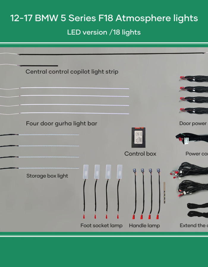 DIQ AMBIENT BMW S.5 (F10-F11-F18) mod. 2012-2017 (Digital iQ Ambient Light for BMW Series 5 mod.2012-2017 with18 Lights, 11 Colors)