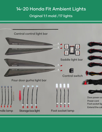 DIQ AMBIENT HONDA JAZZ III mod. 2013-2020 (Digital iQ Ambient Light Honda Jazz mod. 2013-2020 with 18 Lights)