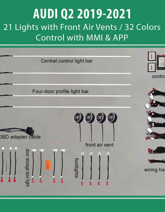DIQ AMBIENT AUDI Q2 mod. 2017-2025 (Digital iQ Ambient Light for Audi Q2 mod. 2017-2025 with 21 Lights)