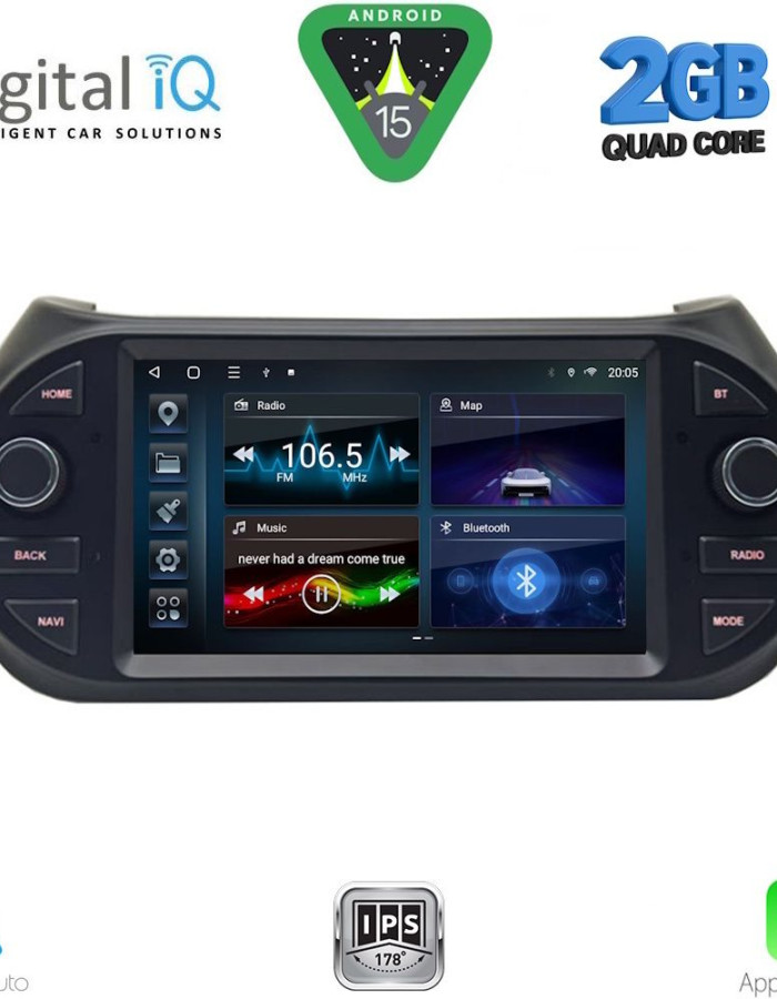 DIGITAL IQ BLD 092_CPA (7" DECK) MULTIMEDIA for CT NEMO – FT FIORINO-QUBO – PG BIPPER mod. 2008-2018