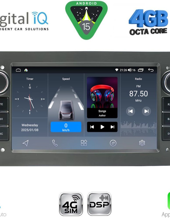DIGITAL IQ BLG 419GR_CPA (7" DECK) MULTIMEDIA SYSTEM for OPEL ALL mod. 2004-2014 (GREY)