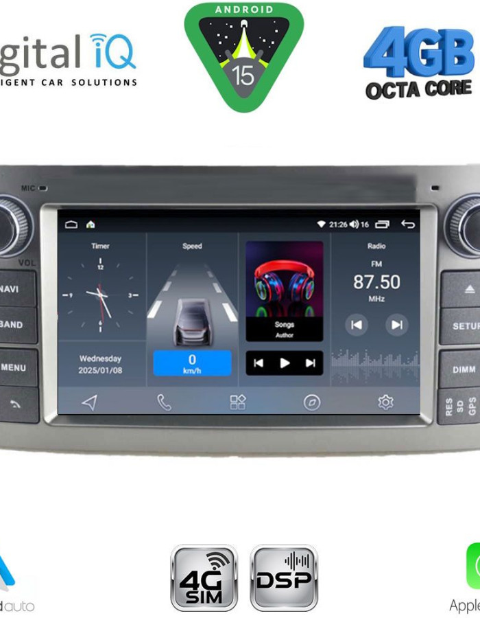DIGITAL IQ BLG 425SL_CPA (7″ DECK) MULTIMEDIA OEM for TOYOTA AVENSIS (T25) mod. 2003-2009 (SILVER)