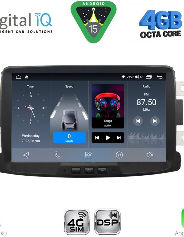 DIGITAL IQ BLG 433_CPA (8" DECK) MULTIMEDIA SYSTEM for DACIA mod. 2012-2019 – RN CAPTURE mod. 2013-2021