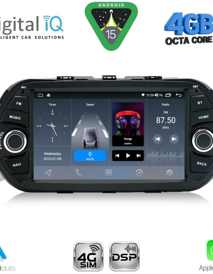 DIGITAL IQ BLG 455_CPA (7″ DECK) MULTIMEDIA OEM for FIAT TIPO mod. 2015-2023