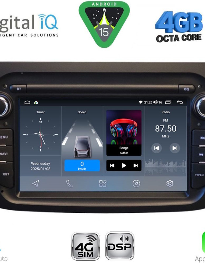 DIGITAL IQ BLG 457BL_CPA (7" DECK) MULTIMEDIA SYSTEM for ALFA ROMEO MITO mod. 2008-2018 (BLACK)