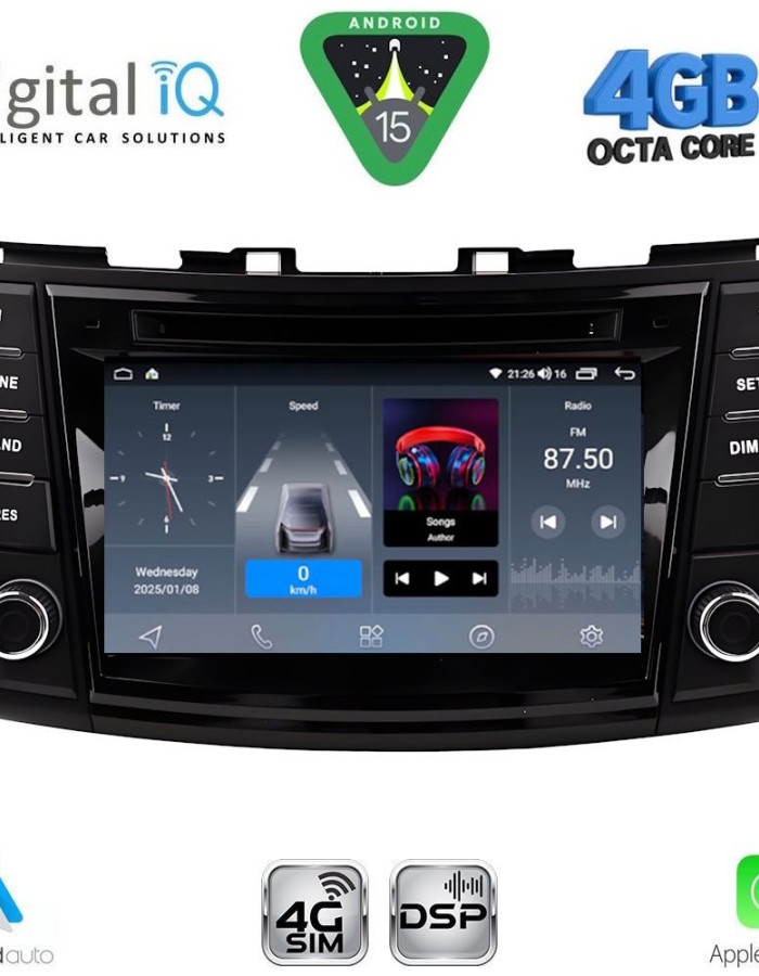 DIGITAL IQ BLG 477_CPA (7″ DECK) MULTIMEDIA OEM for SUZUKI SWIFT mod. 2011-2016