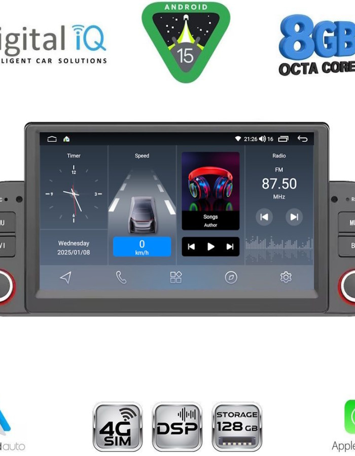 DIGITAL IQ BLM 722_CPA (7" DECK) MULTIMEDIA SYSTEM for FIAT PANDA mod. 2012-2021