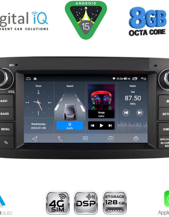 DIGITAL IQ BLM 725BL_CPA (7" DECK) MULTIMEDIA OEM for TOYOTA AVENSIS (T25) mod. 2003-2009 (BLACK)