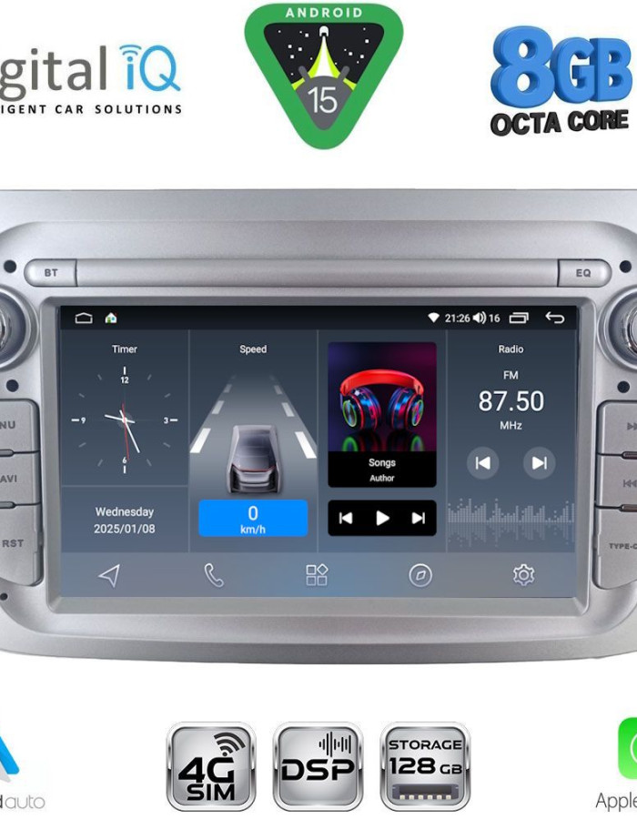 DIGITAL IQ BLM 757SL_CPA (7" DECK) MULTIMEDIA OEM for ALFA ROMEO MITO mod. 2008-2018 (SILVER)