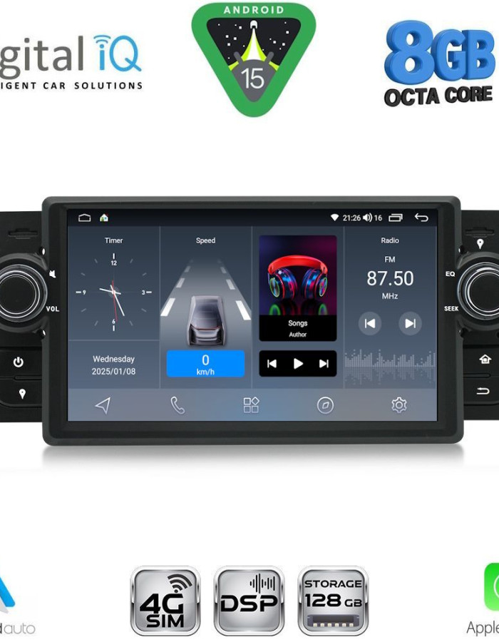 DIGITAL IQ BLM 763_CPA (7" DECK) MULTIMEDIA OEM for FIAT GRANDE PUNTO mod. 2005-2012