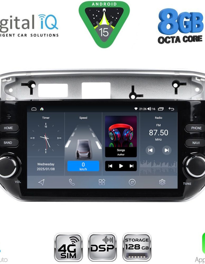 DIGITAL IQ BLM 764_CPA (7" DECK) MULTIMEDIA OEM for FIAT GRANDE PUNTO mod. 2012-2018 – EVO mod. 2009-2018