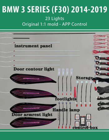 DIQ AMBIENT BMW S.3 FULL (F30) (Digital iQ Ambient Light for BMW Series 3 (F30) mod. 2011-2018 with 23 Lights)