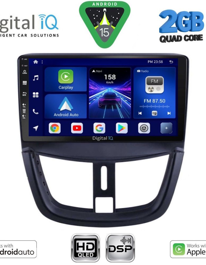 DIGITAL IQ BXC 3507_CPAA (9inc) MULTIMEDIA TABLET for PEUGEOT 207 mod. 2007-2014