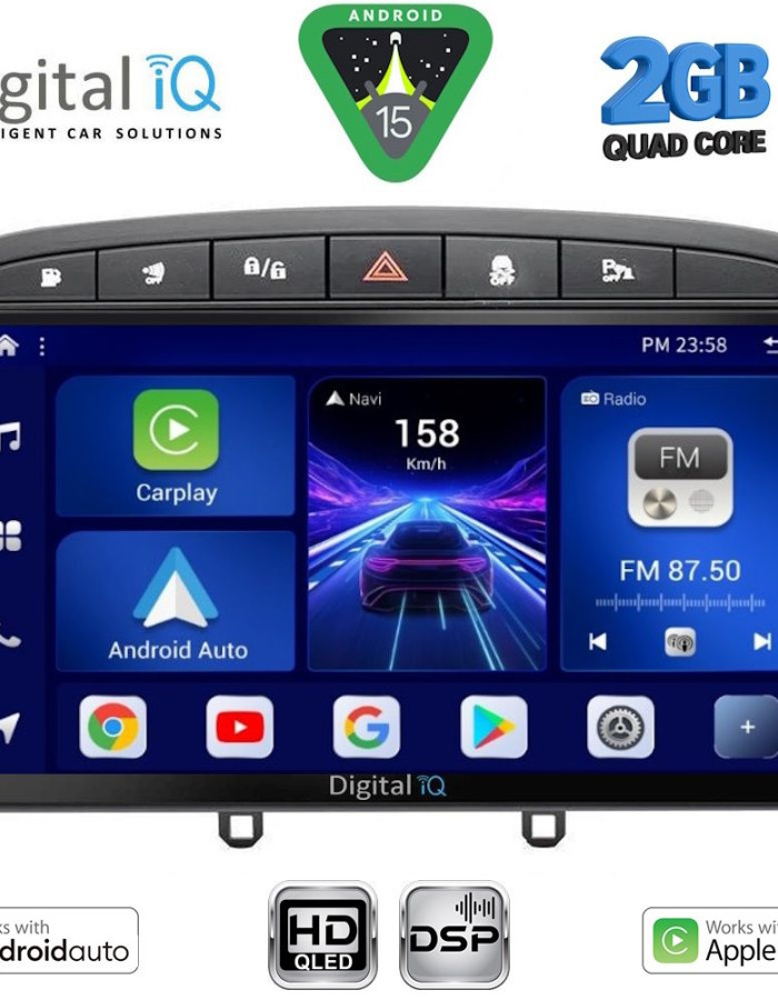DIGITAL IQ BXC 3513BL_CPAA (9inc) MULTIMEDIA TABLET for PEUGEOT 308 mod.2007-2012 - RCZ mod.2009-2015 (BLACK)