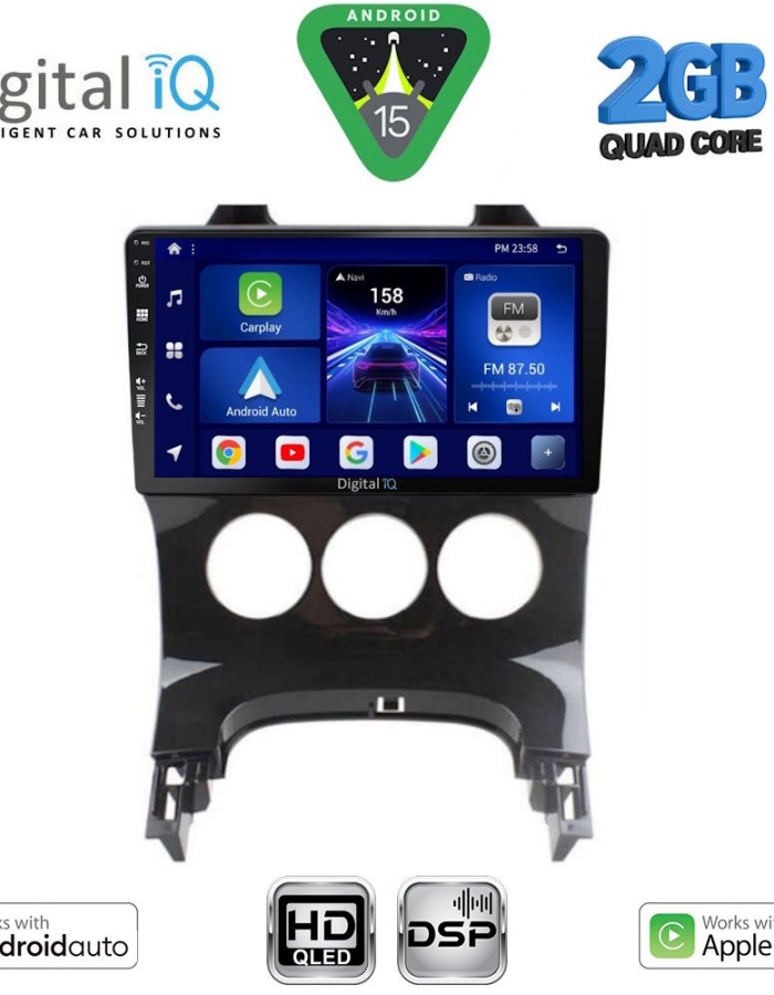 DIGITAL IQ BXC 3515_CPAA A/C (9inc) MULTIMEDIA TABLET for PEUGEOT 3008 mod. 2008-2016