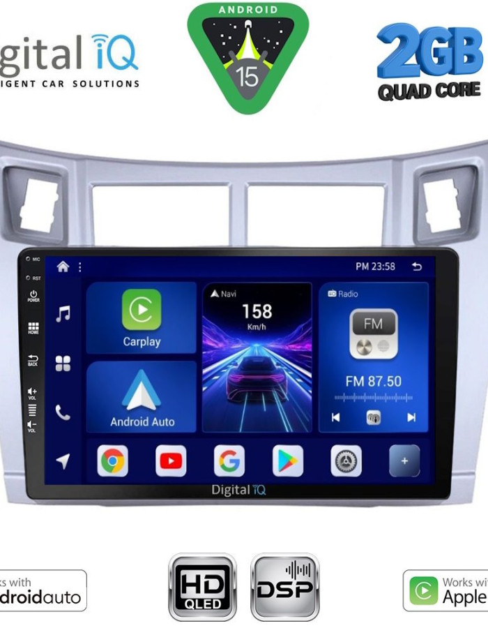DIGITAL IQ BXC 3736SL_CPAA (9inc) MULTIMEDIA TABLET for TOYOTA YARIS mod. 2006-2011 (SILVER)