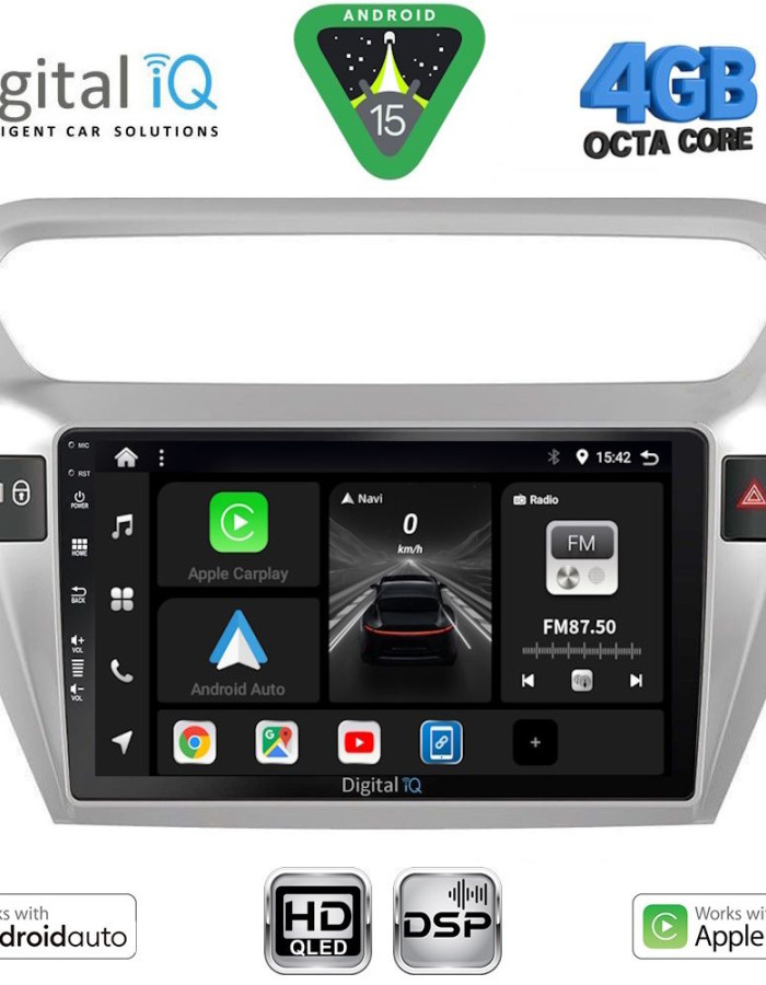 DIGITAL IQ BXF 16511SL_CPAA (9inc) MULTIMEDIA TABLET for CITROEN ELYSEE – PEUGEOT 301 mod. 2013-2026 (SILVER)