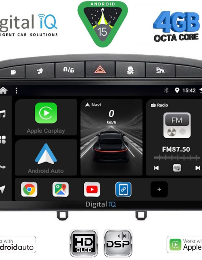 DIGITAL IQ BXF 16513BL_CPAA (9inc) MULTIMEDIA TABLET for PEUGEOT 308 mod. 2007-2012 - RCZ mod. 2009-2015 (BLACK)
