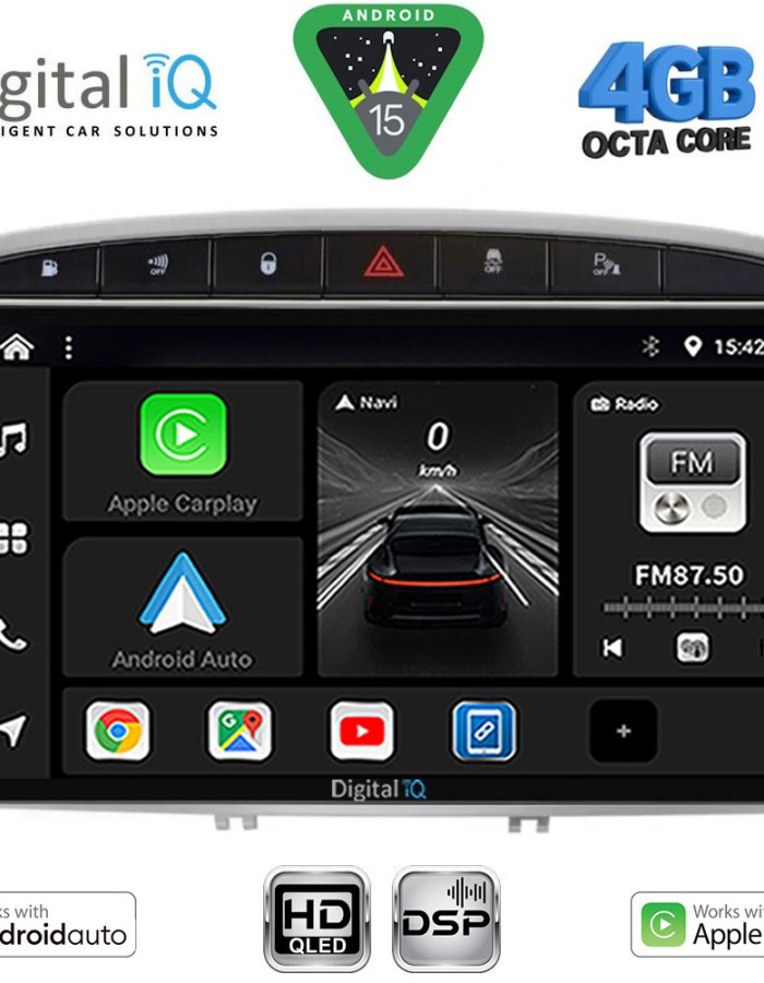 DIGITAL IQ BXF 16513SL_CPAA (9inc) MULTIMEDIA TABLET for PEUGEOT 308 mod. 2007-2012 - RCZ mod. 2009-2015 (SILVER)