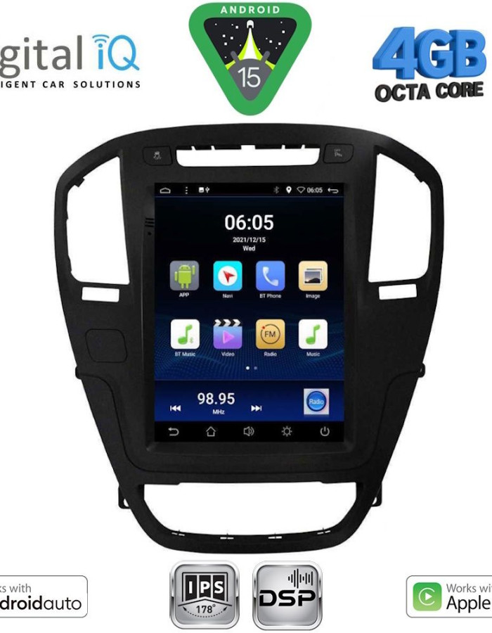 DIGITAL IQ BXF 6914BL_CPAA TESLA STYLE for OPEL INSIGNIA mod. 2008-2013 (Black colour)