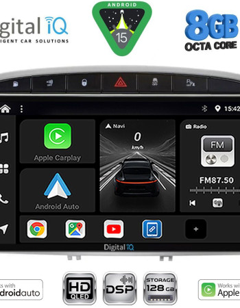 DIGITAL IQ BXF 7513SL_CPAA (9inc) MULTIMEDIA TABLET for PEUGEOT 308 mod.2007-2012 - RCZ mod. 2009-2015 (SILVER)