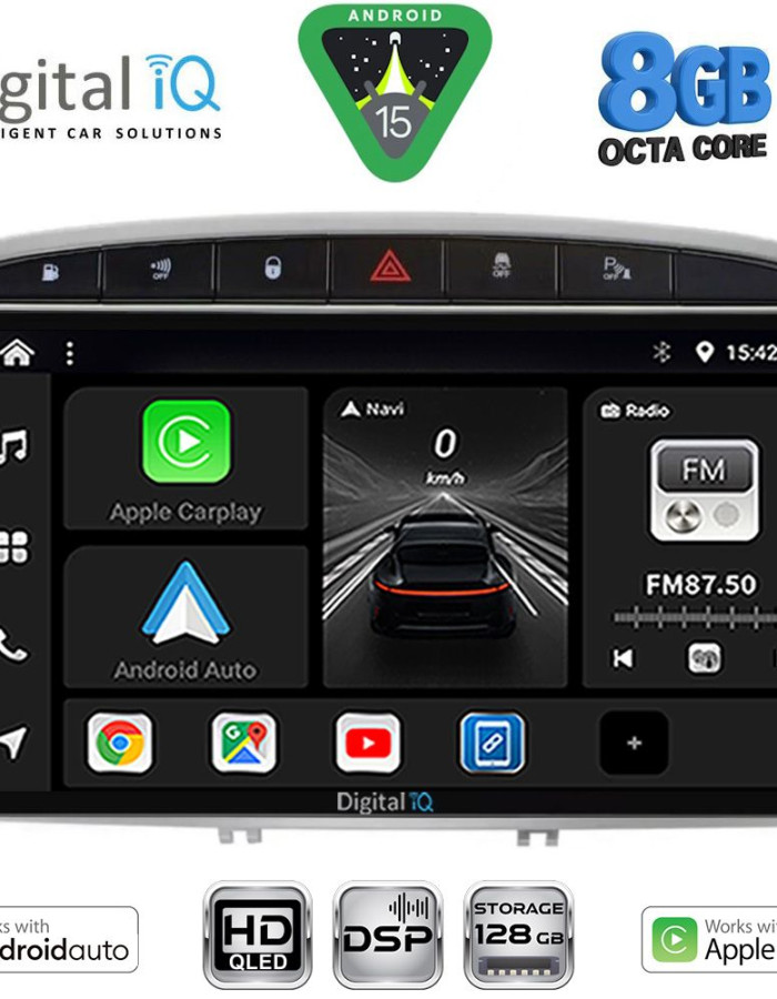 DIGITAL IQ BXF 7513SL_CPAA (9inc) MULTIMEDIA TABLET for PEUGEOT 308 mod.2007-2012 - RCZ mod. 2009-2015 (SILVER)