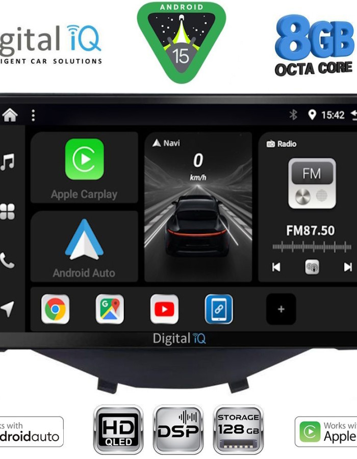 DIGITAL IQ BXF 7715_CPAA CLIMA-A/C (9inc) MULTIMEDIA TABLET for CITROEN C1-PEUGEOT 108-TOYOTA AYGO mod. 2014-2024