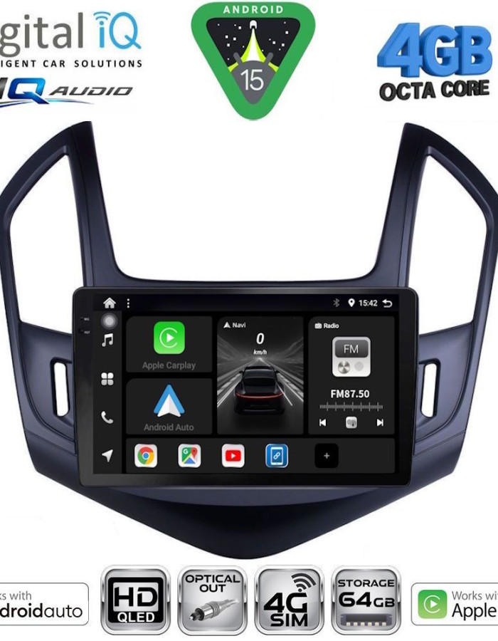 DIGITAL IQ BXK 19077_CPAA (9inc) MULTIMEDIA TABLET for CHEVROLET CRUZE mod. 2013-2015