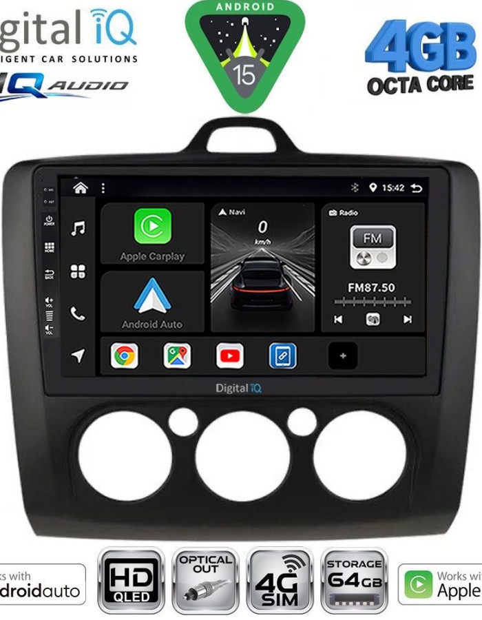 DIGITAL IQ BXK 19156BL_CPAA A/C (9inc) MULTIMEDIA TABLET for FORD FOCUS mod. 2005-2012 (BLACK)