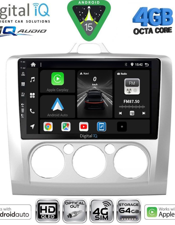 DIGITAL IQ BXK 19156SL_CPAA A/C (9inc) MULTIMEDIA TABLET for FORD FOCUS mod. 2005-2012 (SILVER)