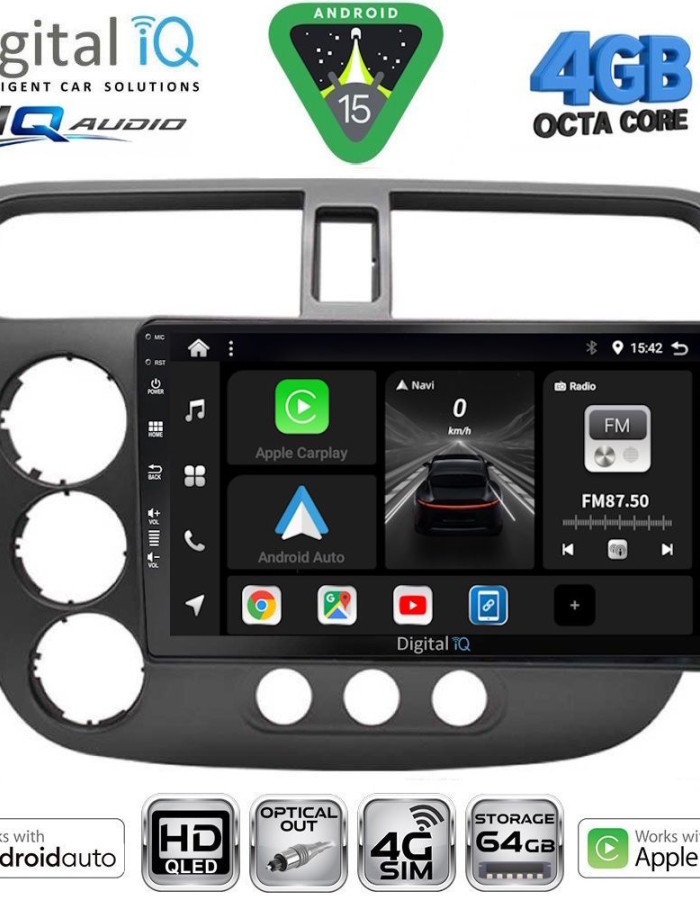 DIGITAL IQ BXK 19187_CPAA (9inc) MULTIMEDIA TABLET for HONDA CIVIC 4D mod. 2001-2006
