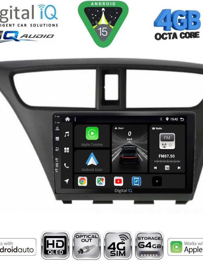 DIGITAL IQ BXK 19190_CPAA (9inc) MULTIMEDIA TABLET for HONDA CIVIC mod. 2012-2016