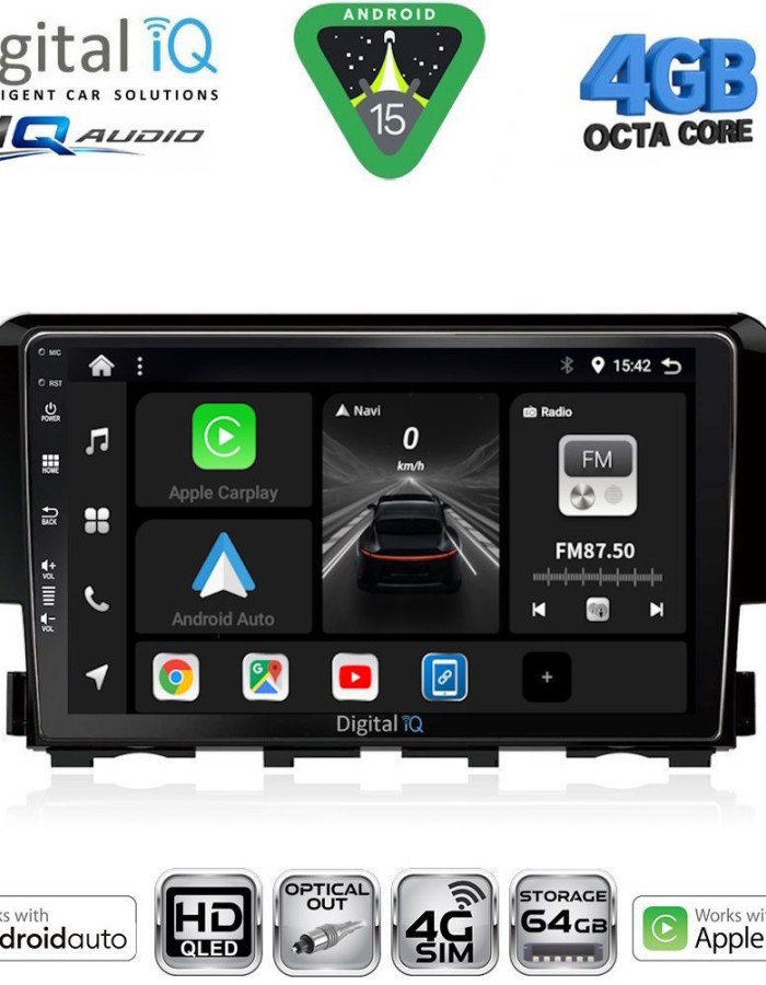 DIGITAL IQ BXK 19191_CPAA (9inc) MULTIMEDIA TABLET for HONDA CIVIC mod. 2016-2021