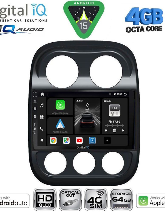 DIGITAL IQ BXK 19277_CPAA (10inc) MULTIMEDIA TABLET for JEEP COMPASS - PATRIOT mod. 2007-2016