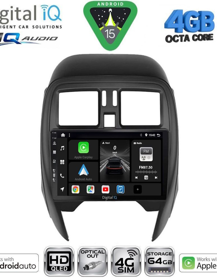 DIGITAL IQ BXK 19451_CPAA (SQUARE) (9inc) MULTIMEDIA TABLET for NISSAN MICRA mod. 2014-2017