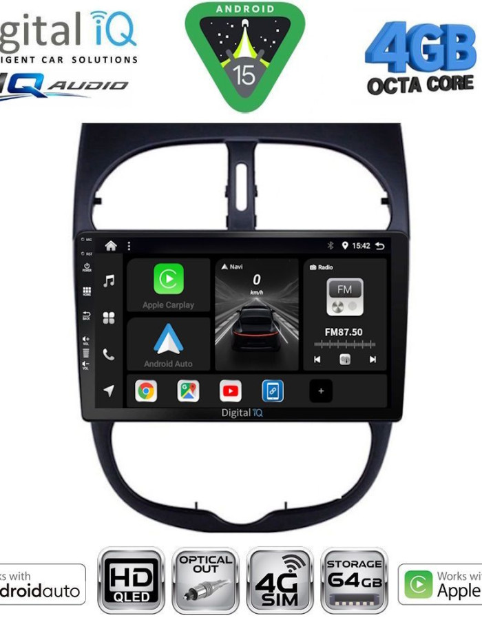 DIGITAL IQ BXK 19506_CPAA (9inc) MULTIMEDIA TABLET for PEUGEOT 206 mod. 1998-2006