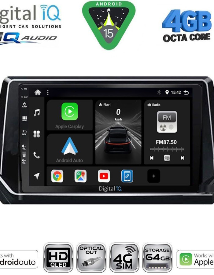DIGITAL IQ BXK 19509_CPAA (9inc) MULTIMEDIA TABLET for PEUGEOT 208 – 2008 mod. 2021+