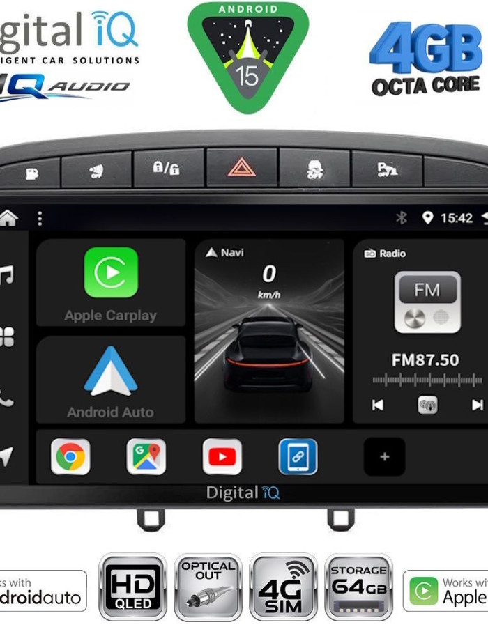DIGITAL IQ BXK 19513BL_CPAA (9inc) MULTIMEDIA TABLET for PEUGEOT 308 mod.2007-2012 - RCZ mod.2009-2015 (BLACK)