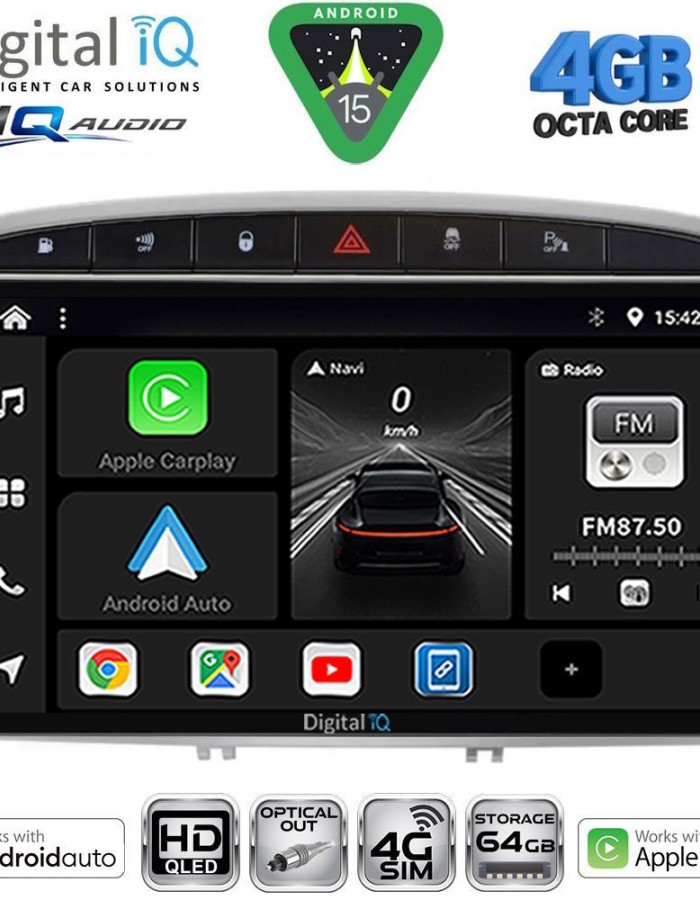 DIGITAL IQ BXK 19513SL_CPAA (9inc) MULTIMEDIA TABLET for PEUGEOT 308 mod.2007-2012 - RCZ mod.2009-2015 (SILVER)