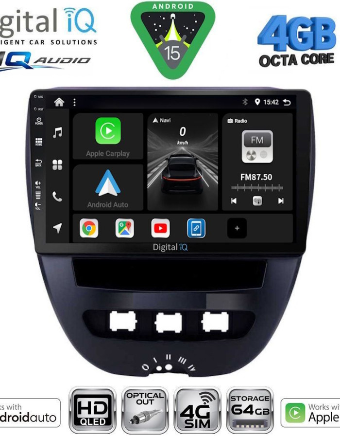 DIGITAL IQ BXK 19707_CPAA (10inc) MULTIMEDIA TABLET for CITROEN C1-PEUGEOT 107-TOYOTA AYGO mod. 2005-2014