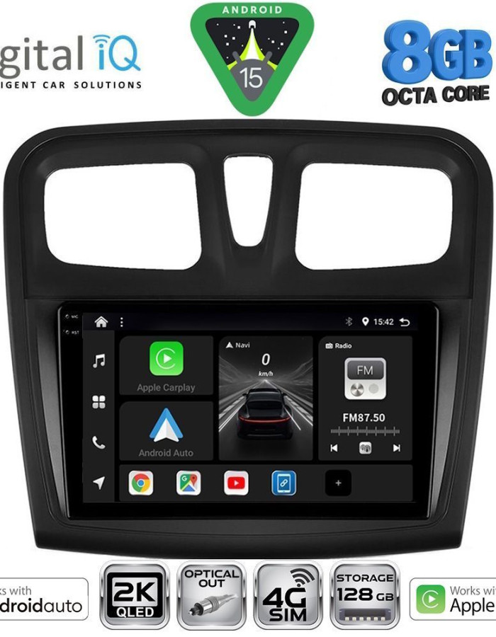 DIGITAL IQ BXK 20108SQ_CPAA (9inc) MULTIMEDIA TABLET for DACIA LOGAN – SANDERO mod. 2012-2019