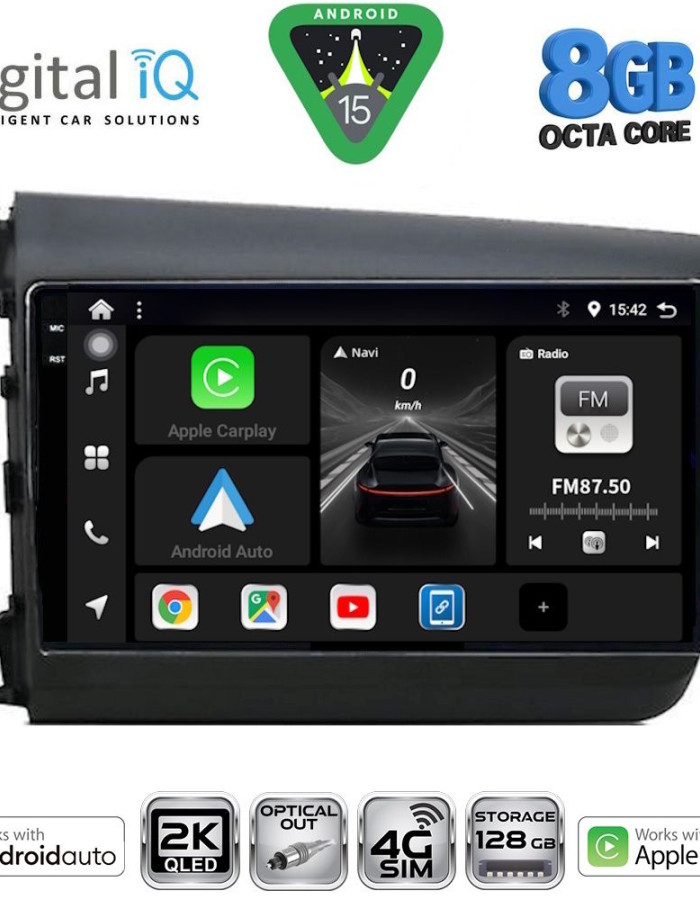 DIGITAL IQ BXK 201904D_CPAA (9inc) MULTIMEDIA TABLET for HONDA CIVIC 4Doors mod. 2012-2016
