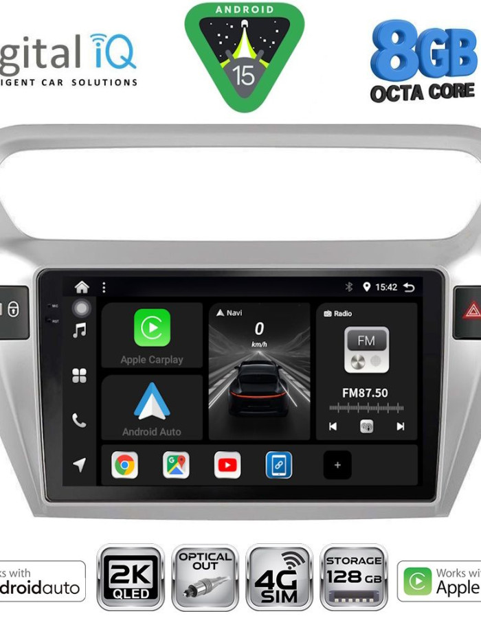 DIGITAL IQ BXK 20511SL_CPAA (9inc) MULTIMEDIA TABLET for CITROEN ELYSEE – PEUGEOT 301 mod. 2013-2026 (SILVER)