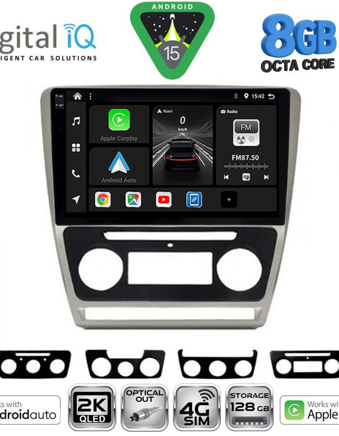 DIGITAL IQ BXK 20595SL_CPAA (10inc) MULTIMEDIA TABLET for SKODA OCTAVIA 5 mod. 2005-2012 (SILVER)