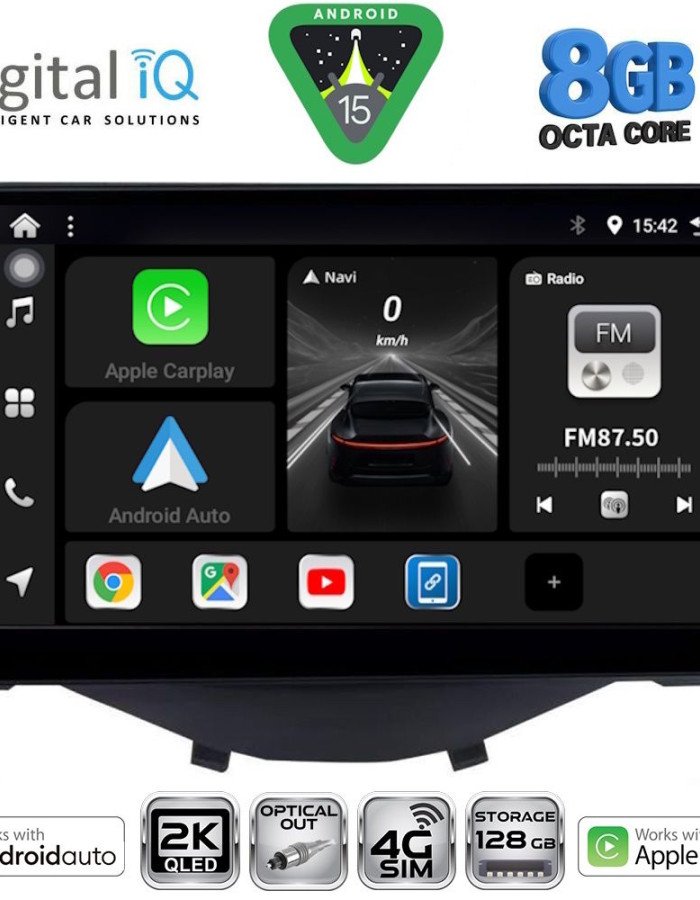 DIGITAL IQ BXK 20715_CPAA CLIMA-A/C (9inc) MULTIMEDIA TABLET for CITROEN C1-PEUGEOT 108-TOYOTA AYGO mod. 2014-2022