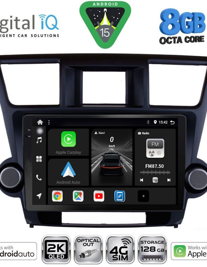 DIGITAL IQ BXK 20719_CPAA (10inc) MULTIMEDIA TABLET for TOYOTA HIGHLANDER mod. 2008-2015