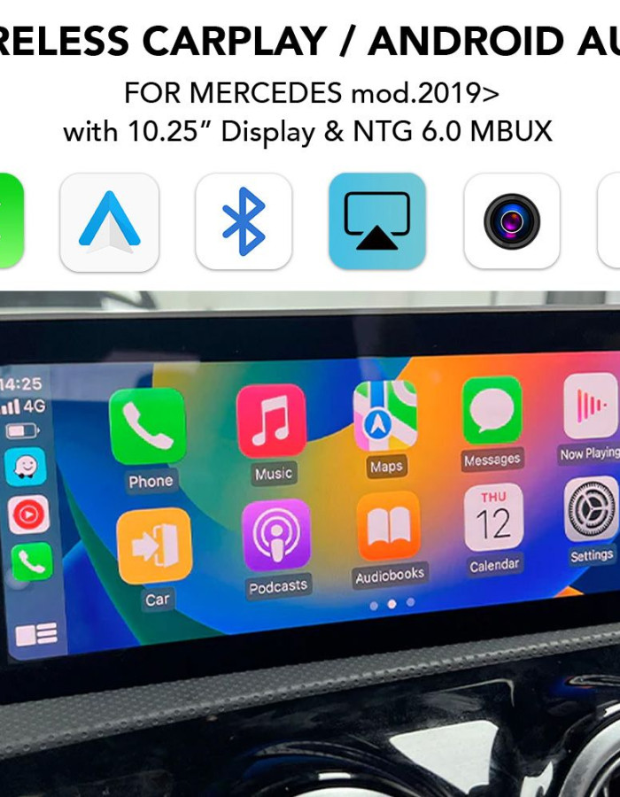 DIGITAL IQ BZ 517F CPAA (WIRELESS CARPLAY / ANDROID AUTO BOX for MERCEDES with NTG 6.0 MBUX for 10.25'' with 2 CAMERAS)