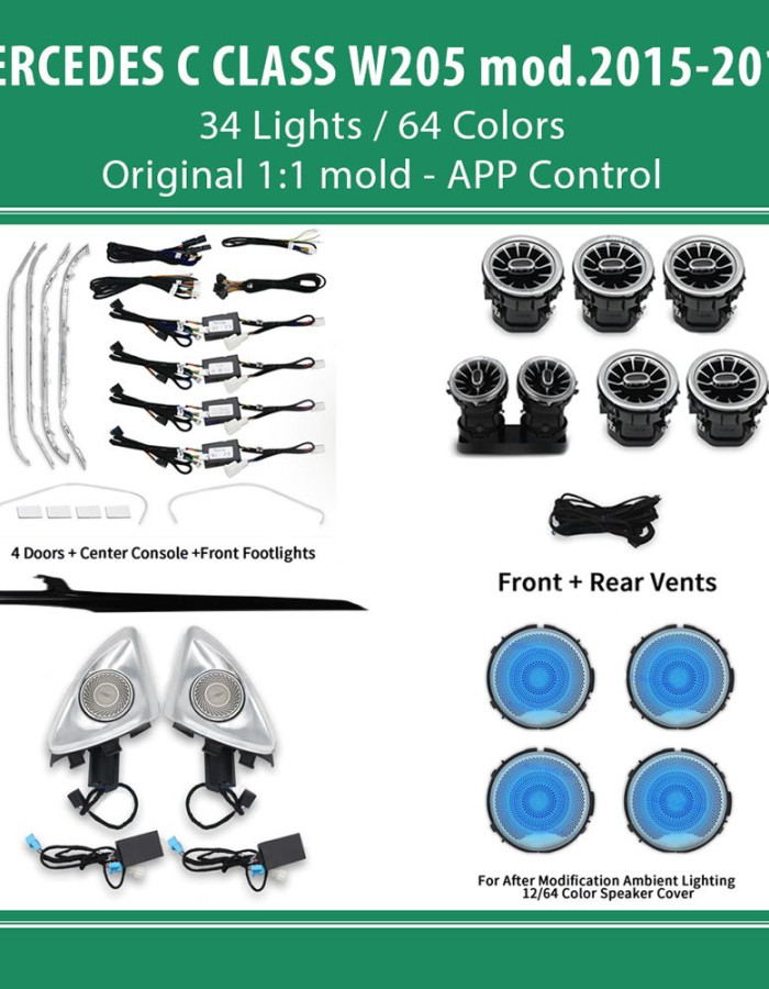 DIQ AMBIENT 8161 DCL2 (FK) - BENZ C (W205) (Digital iQ Ambient Light for Mercedes C (W205) mod.2015-2018 with 34 Lights FULLKIT)