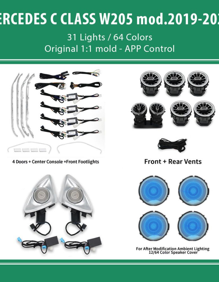 DIQ AMBIENT 8161 DCP - BENZ C (W205) (Digital iQ Ambient Light for Mercedes C (W205) mod. 2019-2022 with 31 Lights)