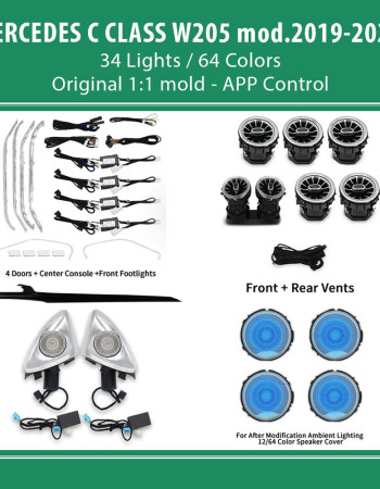 DIQ AMBIENT 8161 DCP2 (FK) - BENZ C (W205) (Digital iQ Ambient Light for Mercedes C (W205) mod. 2019-2023 with 34 Lights FULLKIT)